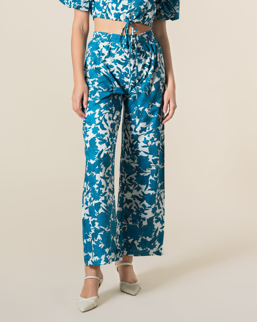 pantalón de algodón con estampado floral