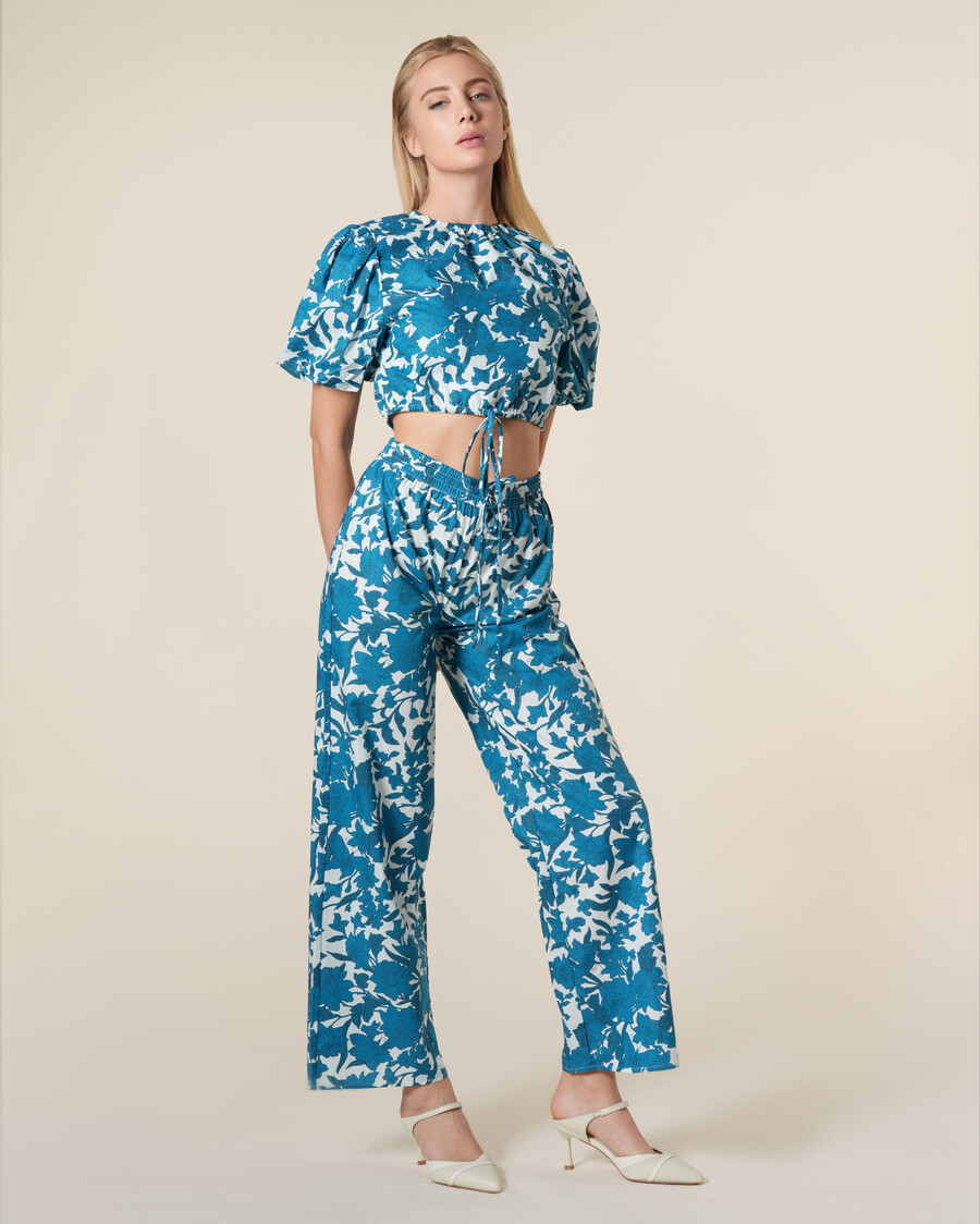 pantalón de algodón con estampado floral