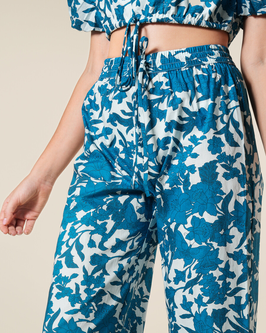 pantalón de algodón con estampado floral