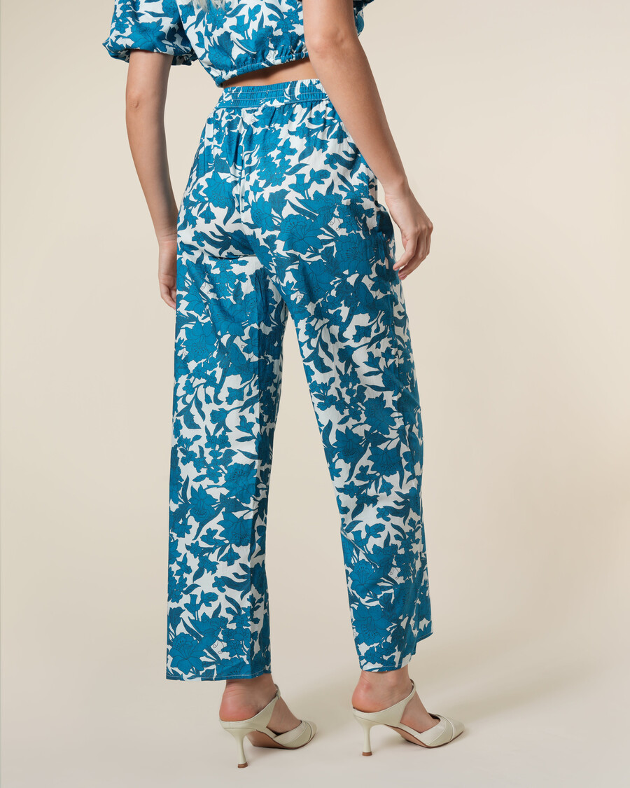 pantalón de algodón con estampado floral