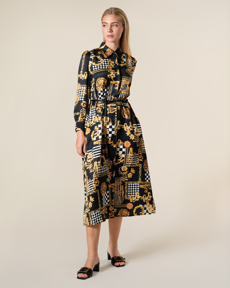 vestido midi con estampado barroco geométrico