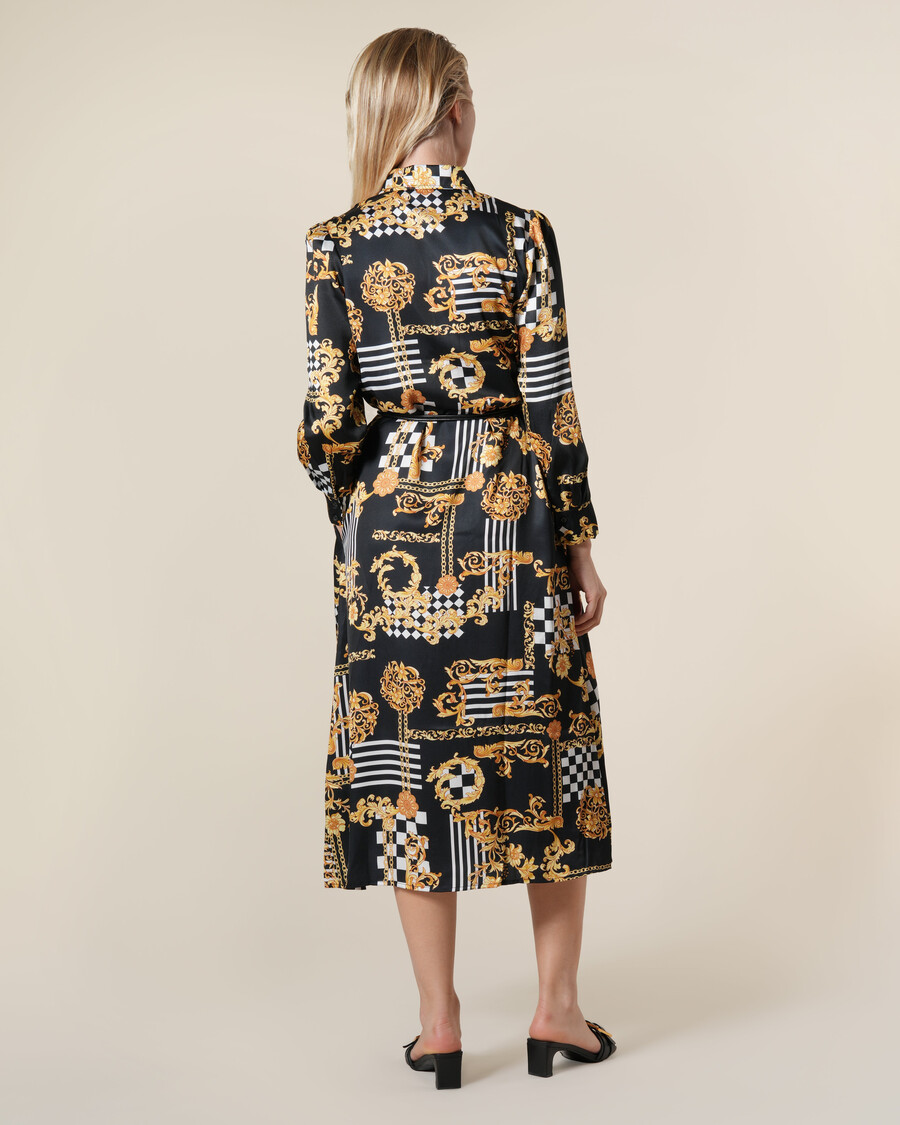 vestido midi con estampado barroco geométrico