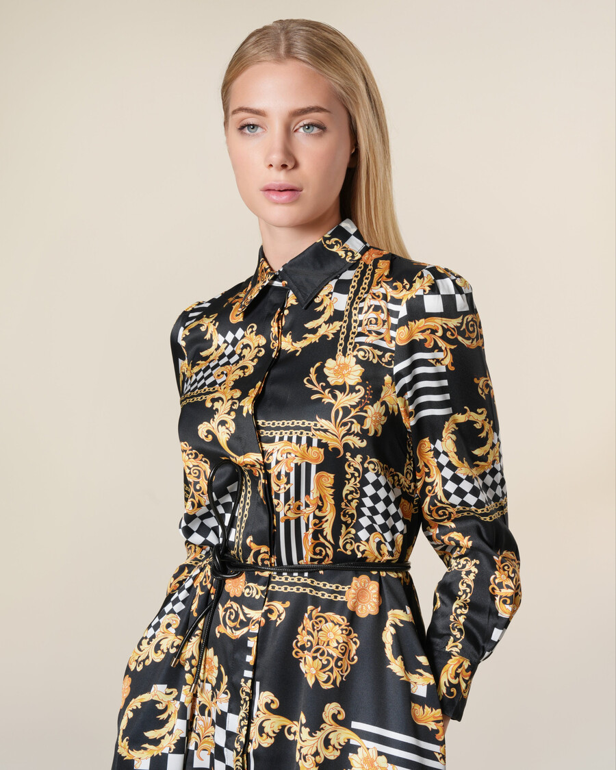 vestido midi con estampado barroco geométrico