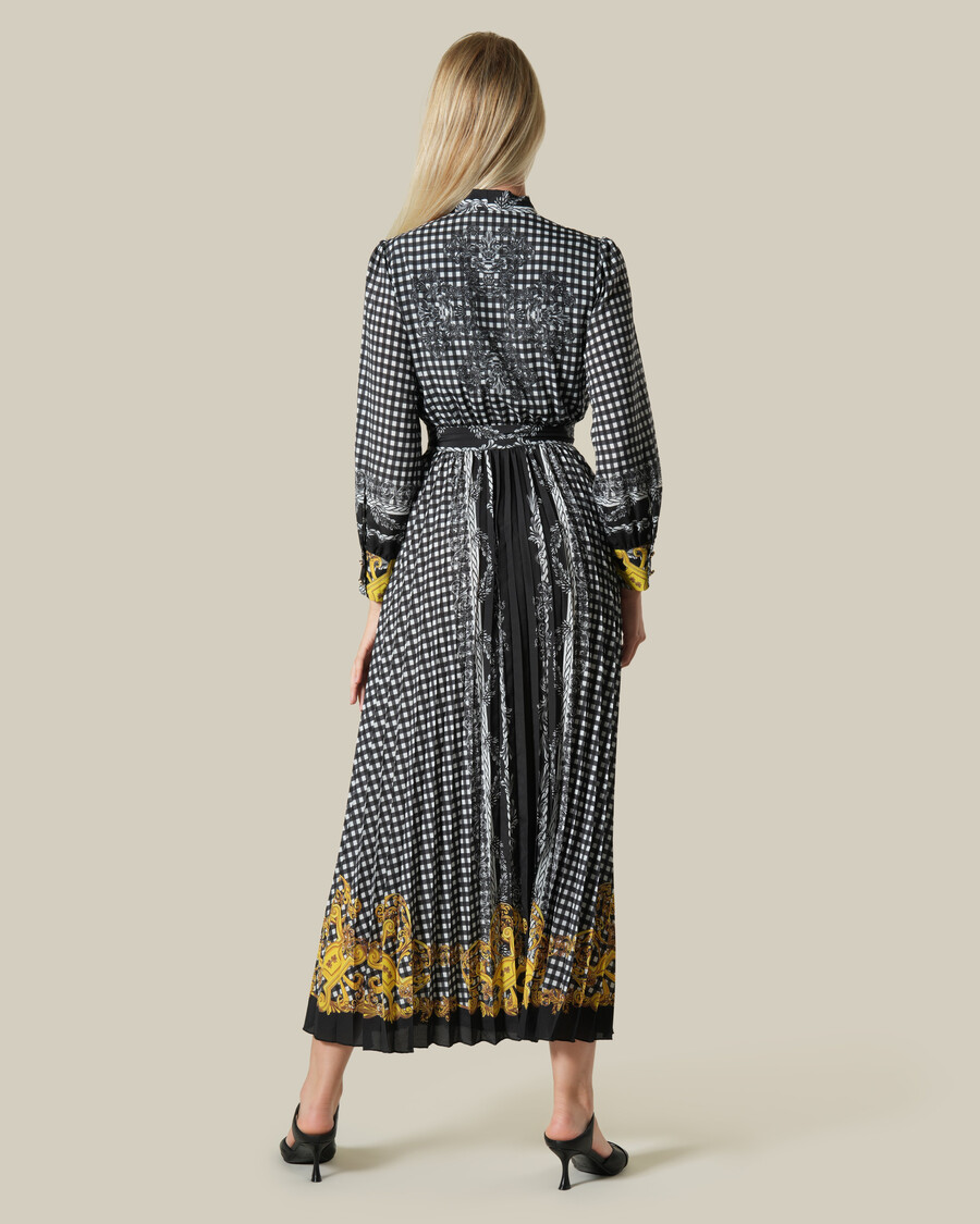 vestido largo con estampado barroco de cuadros