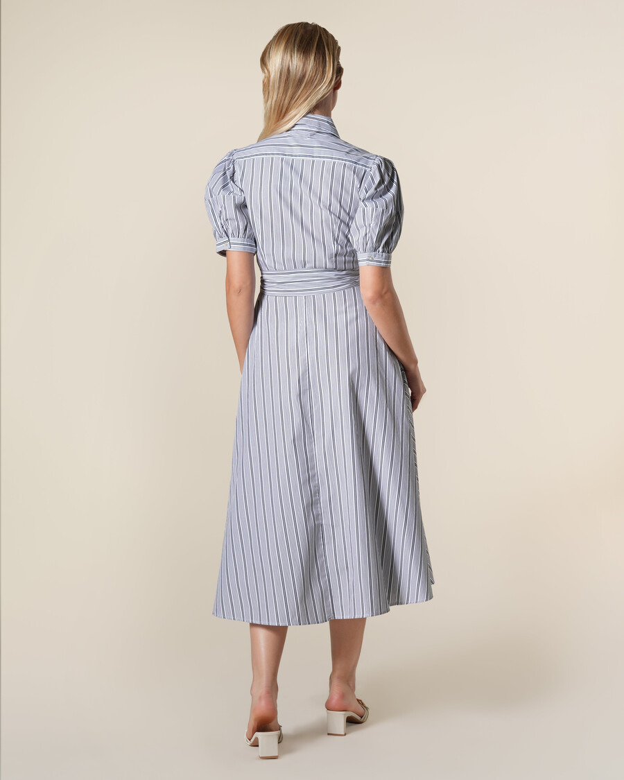 vestido camisero de popelina de algodón a rayas