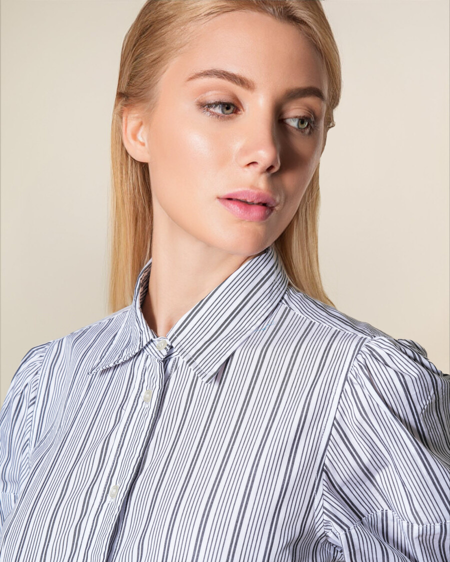 vestido camisero de popelina de algodón a rayas